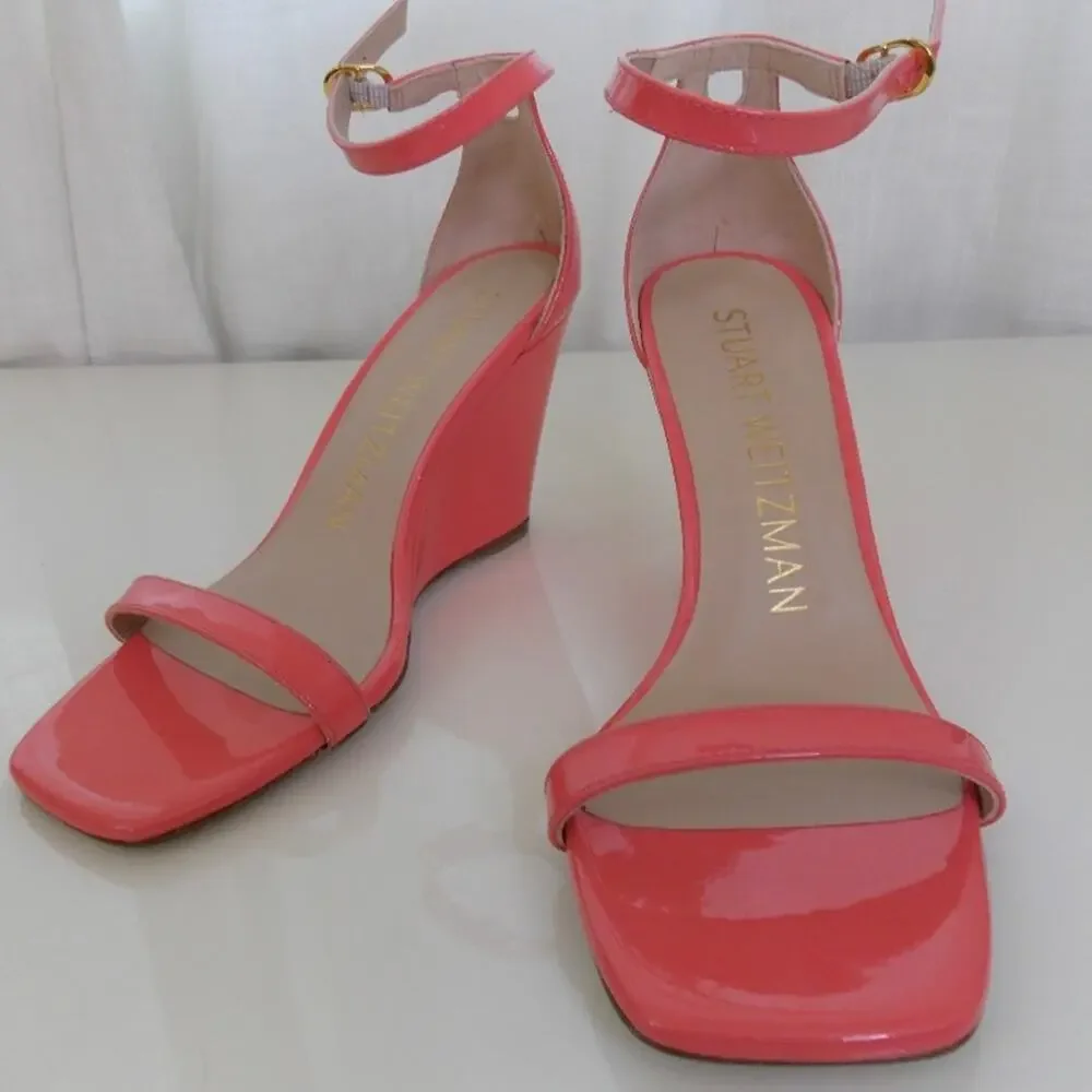 Stuart Weitzman Nudistcurve 85 Wedge Heels Salmon Womens 6 Like New - Picture 10 of 12